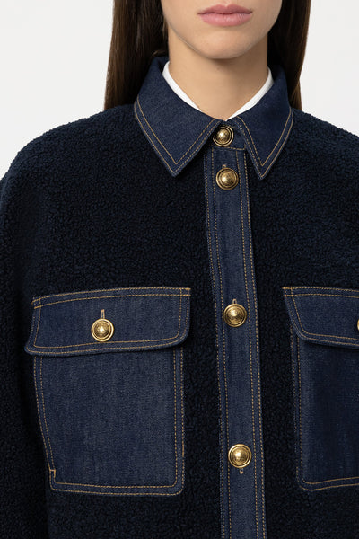 Lambskin-Look Denim Jacket