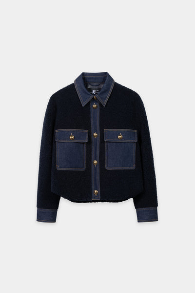 Lambskin-Look Denim Jacket