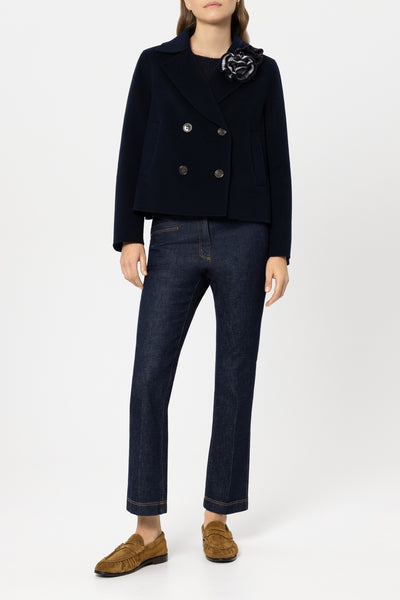 Double-Face Short Pea Coat in Wool/Cashmere Blend