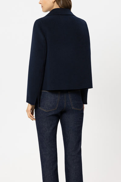 Double-Face Short Pea Coat in Wool/Cashmere Blend