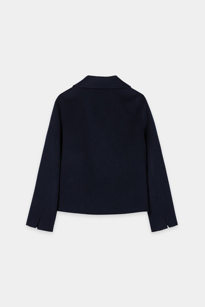 Double-Face Short Pea Coat in Wool/Cashmere Blend