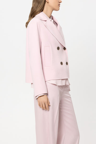 Double-Face Short Pea Coat in Wool/Cashmere Blend