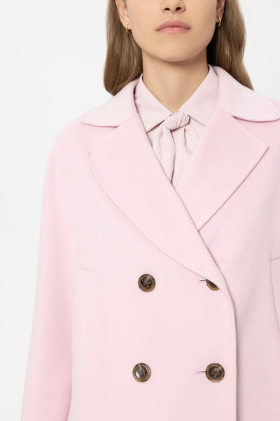 Double-Face Short Pea Coat in Wool/Cashmere Blend