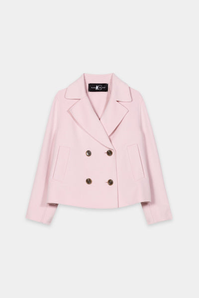 Double-Face Short Pea Coat in Wool/Cashmere Blend