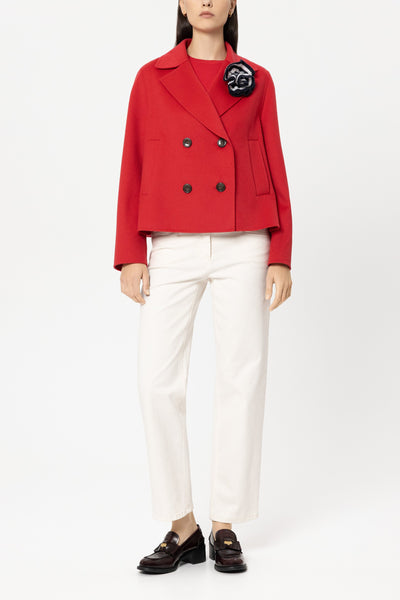 Double-Face Short Pea Coat in Wool/Cashmere Blend