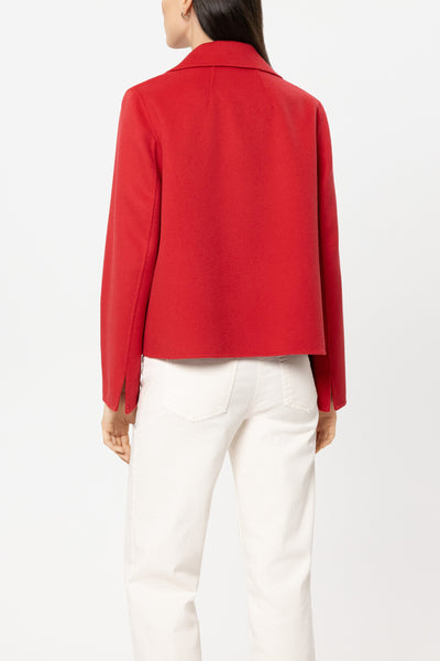 Double-Face Short Pea Coat in Wool/Cashmere Blend