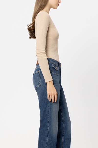 Shiny Round-Neck Top