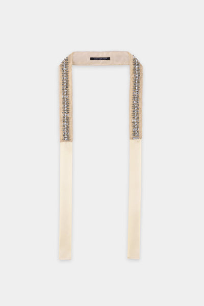 Satin Tie Belt with Jewels