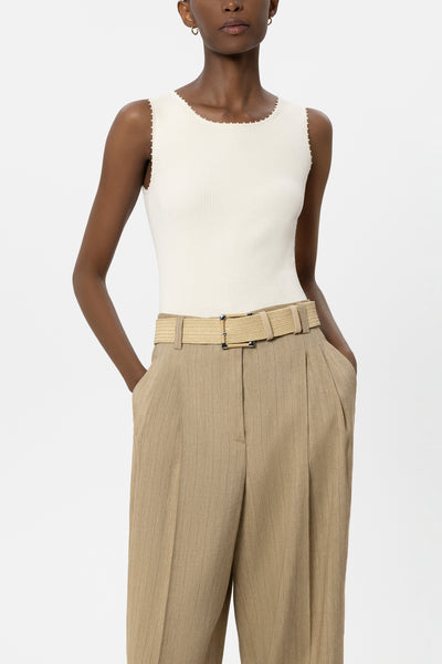 Sleeveless Top with Picot Edge