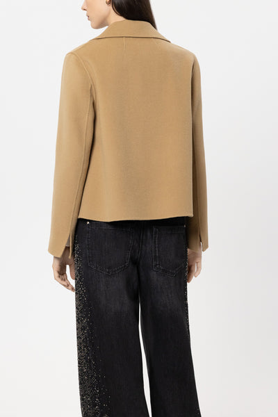 Double-Face Short Pea Coat in Wool/Cashmere Blend