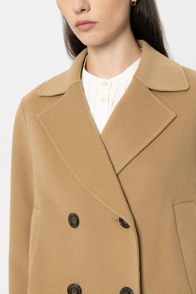 Double-Face Short Pea Coat in Wool/Cashmere Blend