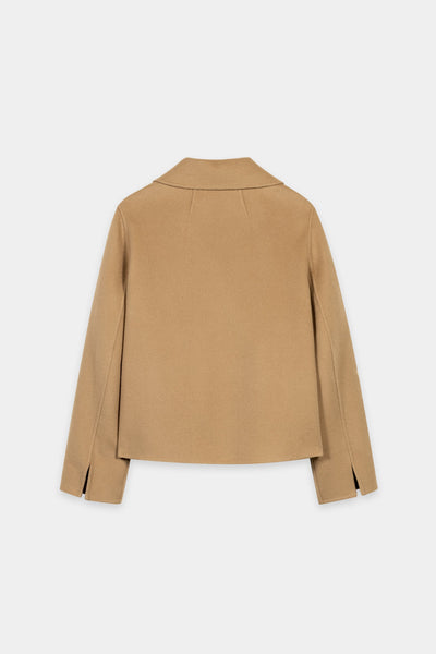 Double-Face Short Pea Coat in Wool/Cashmere Blend