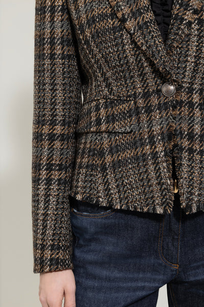 Single Button Checked Jacket