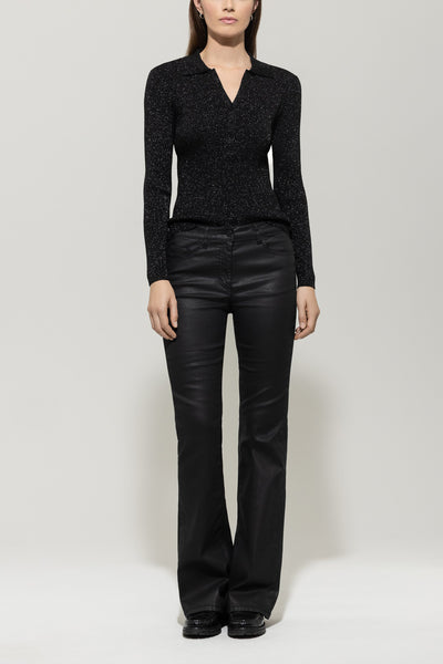 Black Lurex Knit with Collar