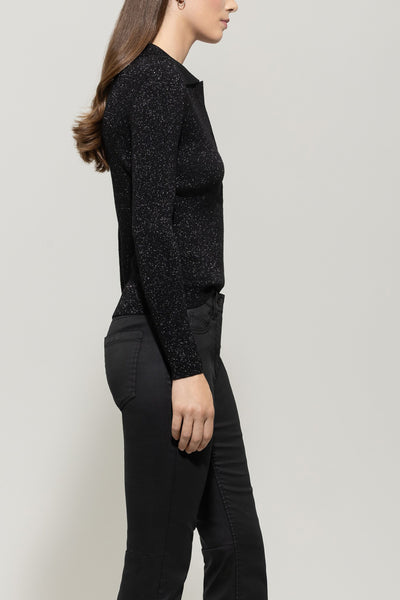 Black Lurex Knit with Collar