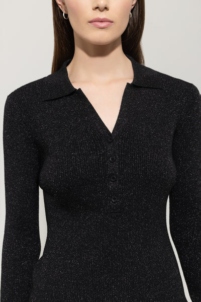 Black Lurex Knit with Collar