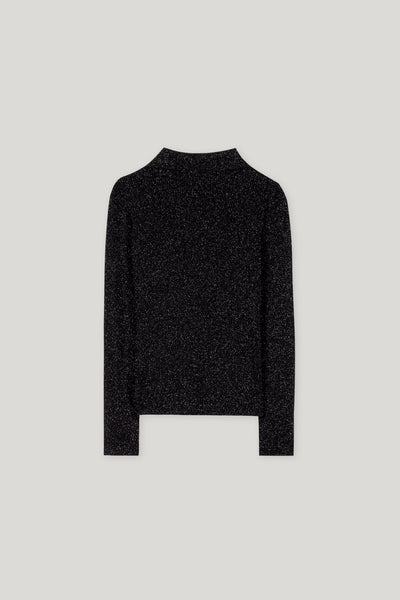 Black Lurex Knit with Collar