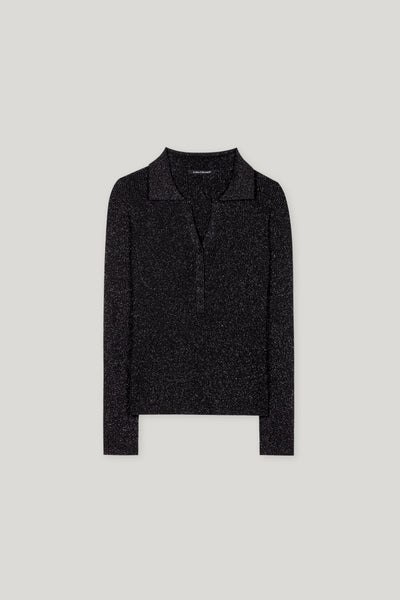 Black Lurex Knit with Collar