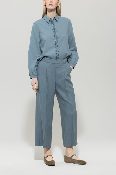 Cotton Voile Blouse with Ruffle