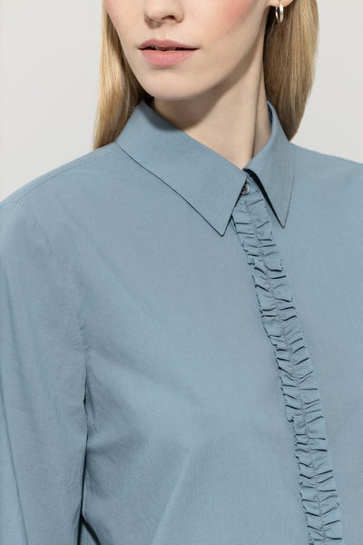 Cotton Voile Blouse with Ruffle