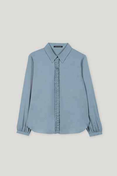 Cotton Voile Blouse with Ruffle