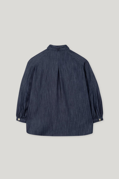 Denim Blouse with Bow
