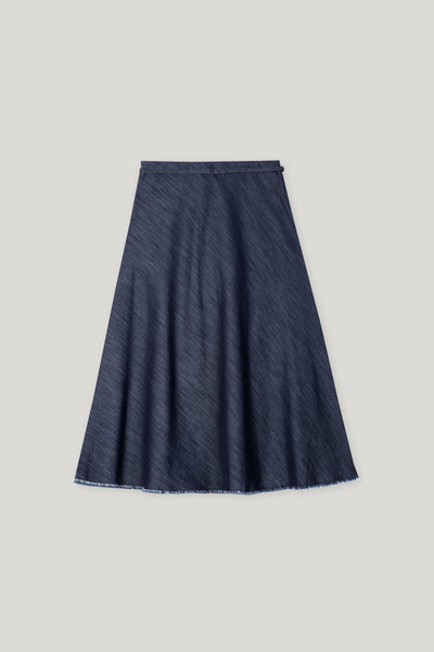 Denim Skirt with Ribbon Tie
