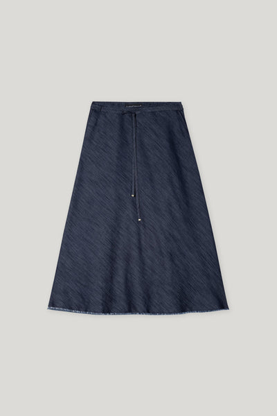 Denim Skirt with Ribbon Tie