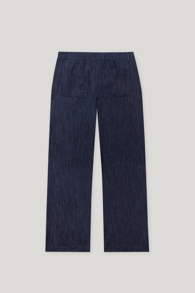 Wide-Leg Denim Pants with Pleats
