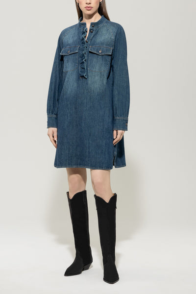 Denim Dress with Frill Details