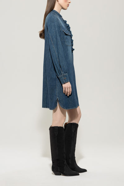 Denim Dress with Frill Details
