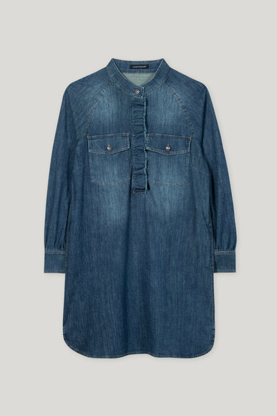 Denim Dress with Frill Details