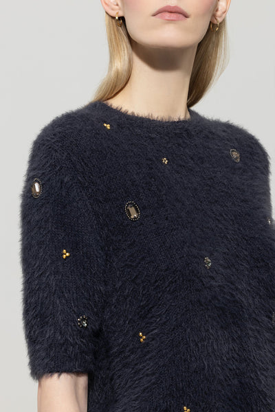 Short-Sleeve Gemstone Pullover