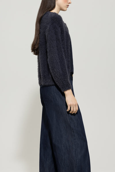 Navy Cardigan with Ribbon Tie