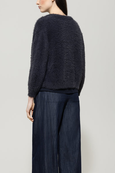 Navy Cardigan with Ribbon Tie