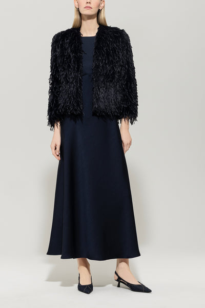 Feather Effect Jacket in Navy