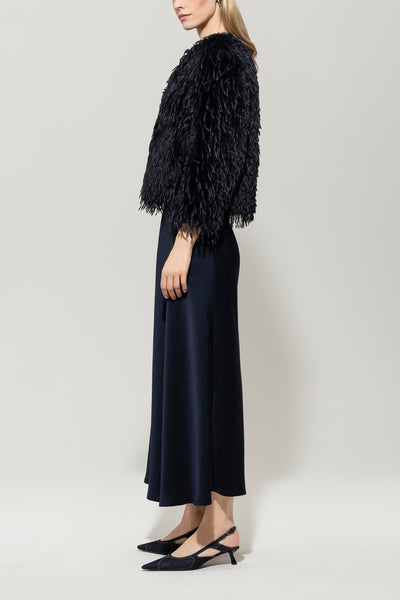 Feather Effect Jacket in Navy