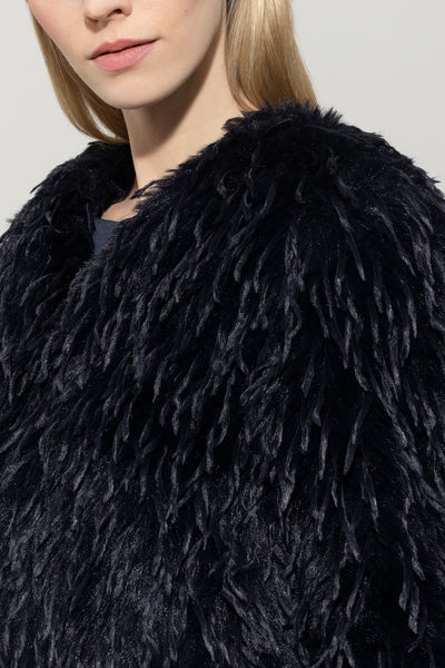 Feather Effect Jacket in Navy