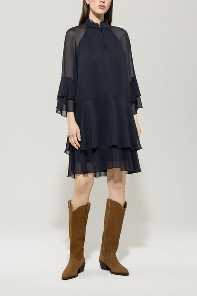 Navy Dress with Frill Details