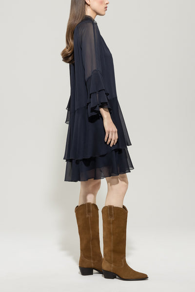 Navy Dress with Frill Details