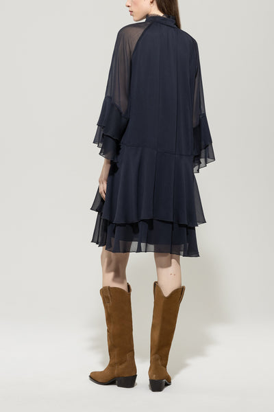 Navy Dress with Frill Details