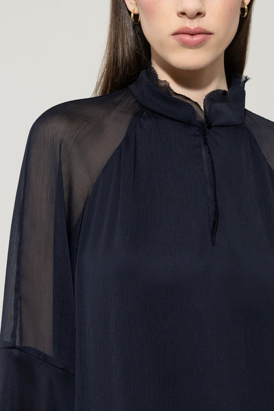 Navy Dress with Frill Details