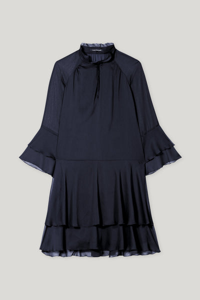 Navy Dress with Frill Details