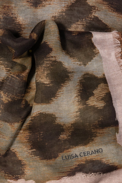 Animal Print Scarf with Pink Border