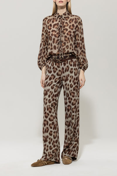 Animal Print Blouse with Tie Details