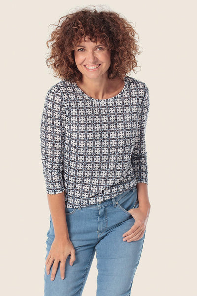 Printed 3/4 Sleeve Top
