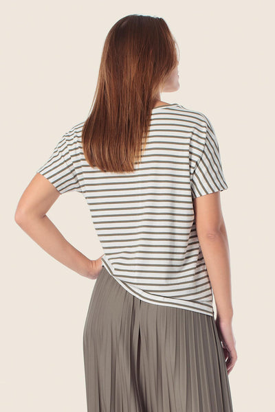 Striped Top with Floral Design