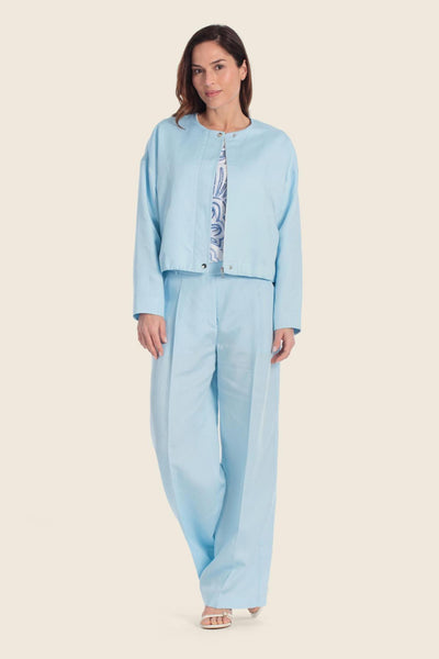 Tencel/Linen Blend Pants with Pleat