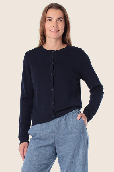 Navy Cardigan with Dog Motif on Back