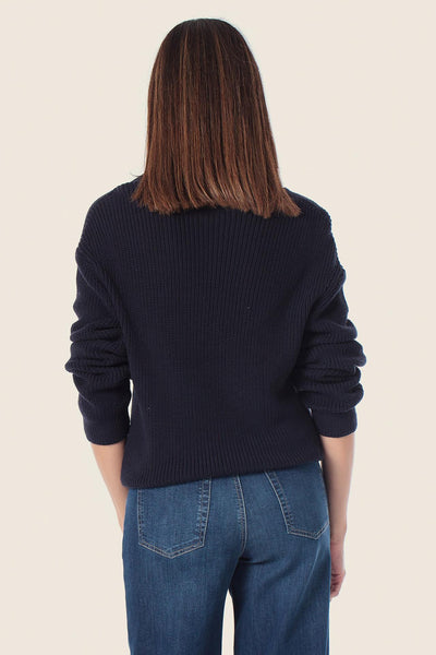 Cotton Blend V-Neck Knit